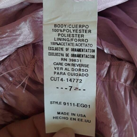 Vintage Dress Formal Sweetheart Tieback Halter Prairie Tiered Satin Pink Size 7 - Picture 8 of 8